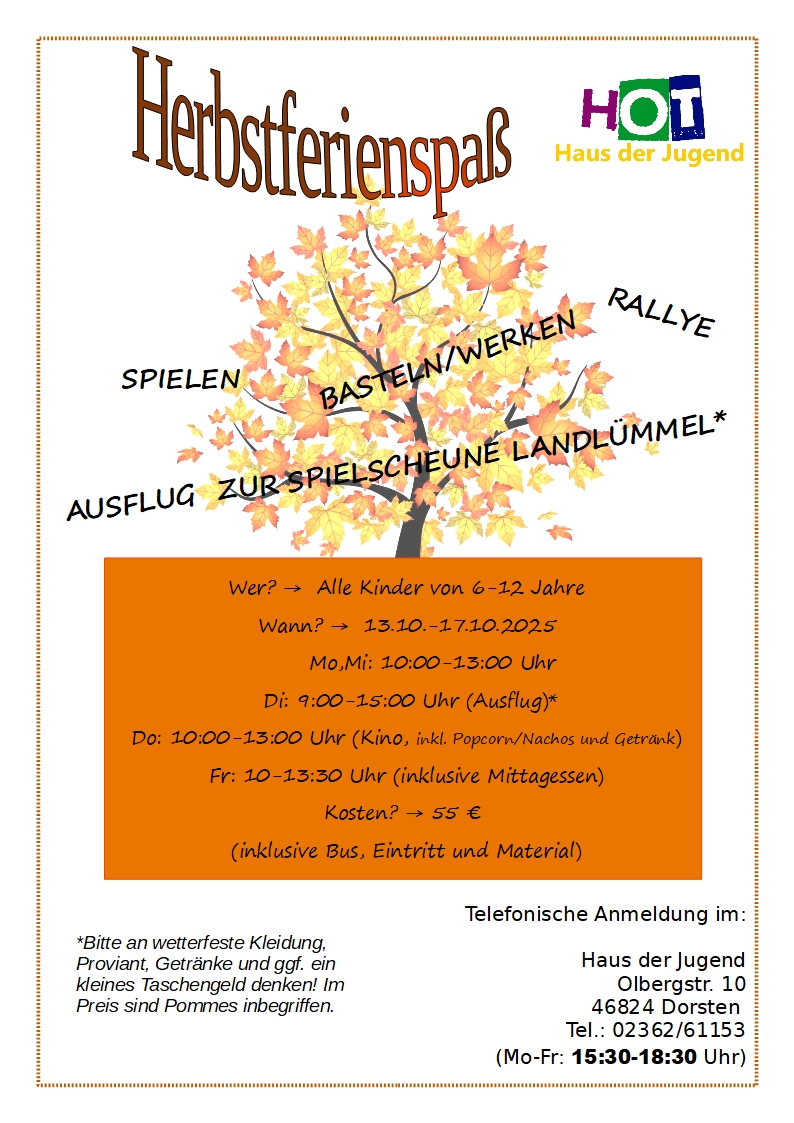 Flyer Herbstferienspaß 2025